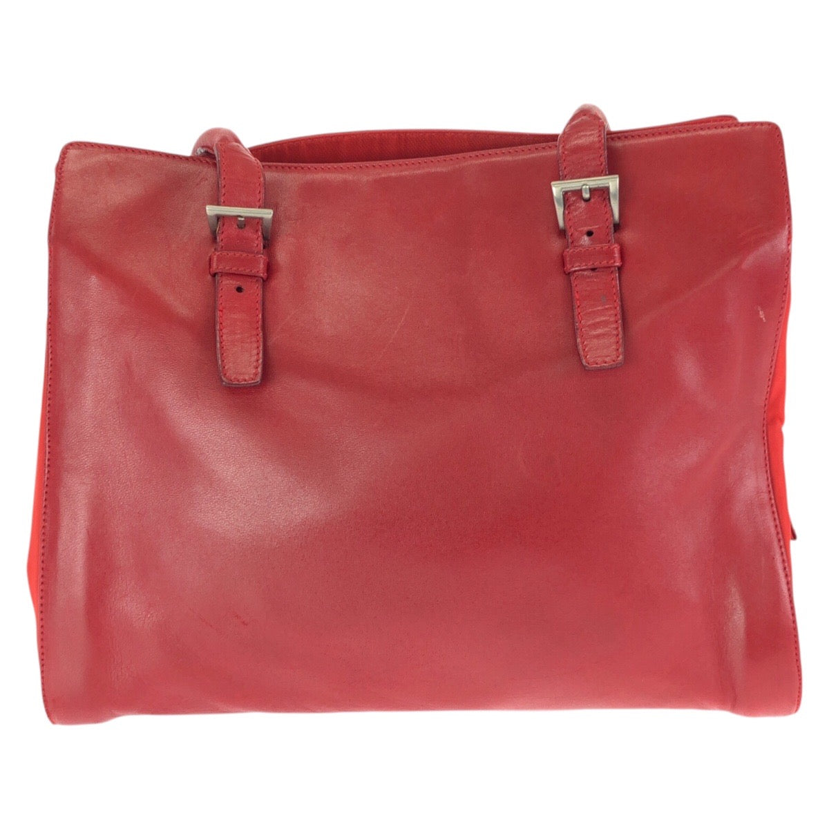 23292
PRADA プラダ テスート レッド シルバー金具 レザー / ナイロン ショルダーバッグ トートバッグ レディース ABP42