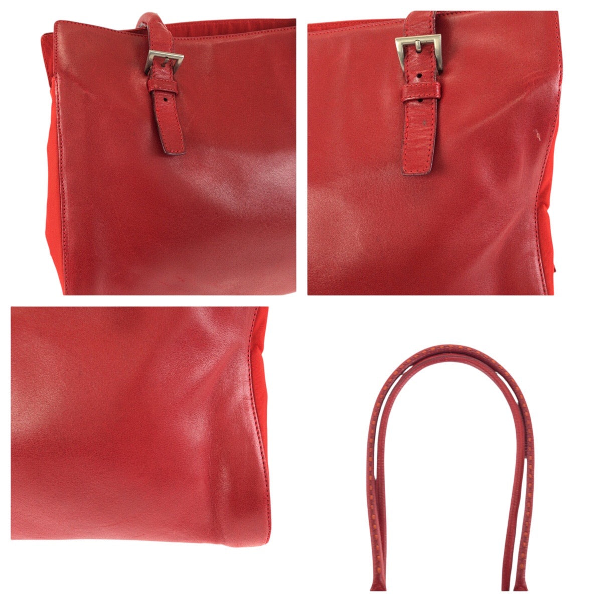 23292
PRADA プラダ テスート レッド シルバー金具 レザー / ナイロン ショルダーバッグ トートバッグ レディース ABP42