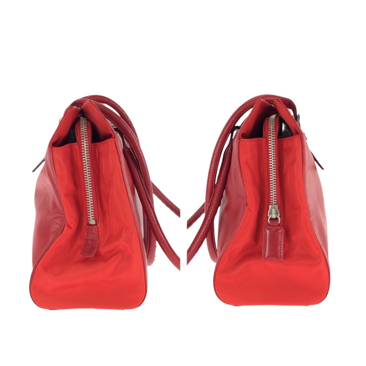 23292
PRADA プラダ テスート レッド シルバー金具 レザー / ナイロン ショルダーバッグ トートバッグ レディース ABP42