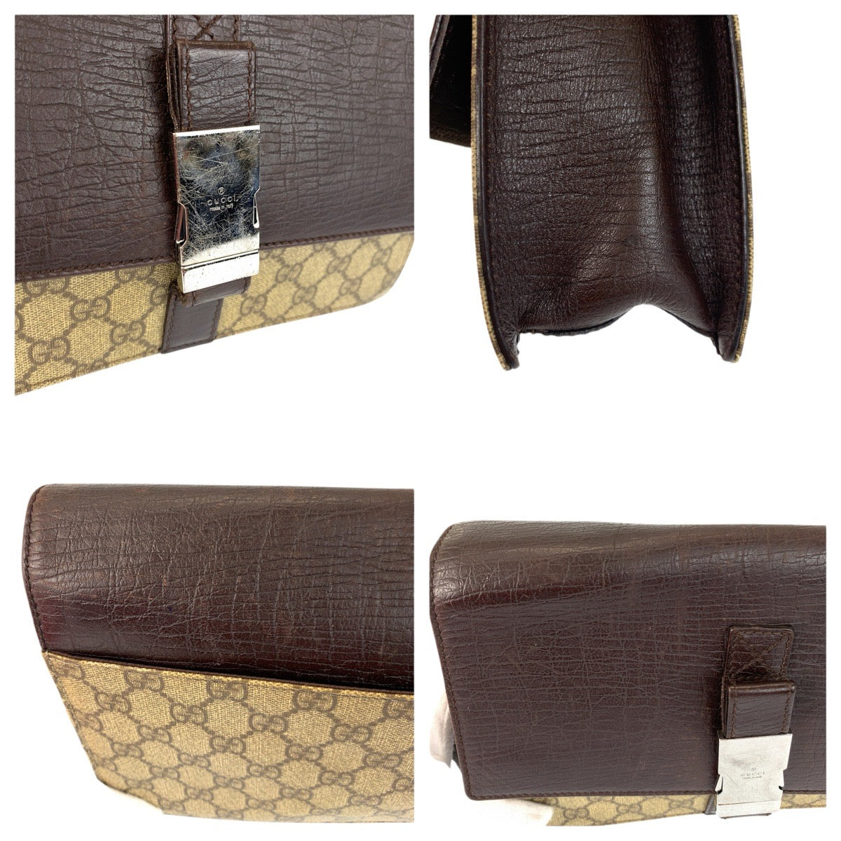 23296
GUCCI グッチ ブラウン ベージュ シルバー金具 GGスプリームキャンバス / レザー 131213 クラッチバッグ セカンドバッグ メンズ AB28