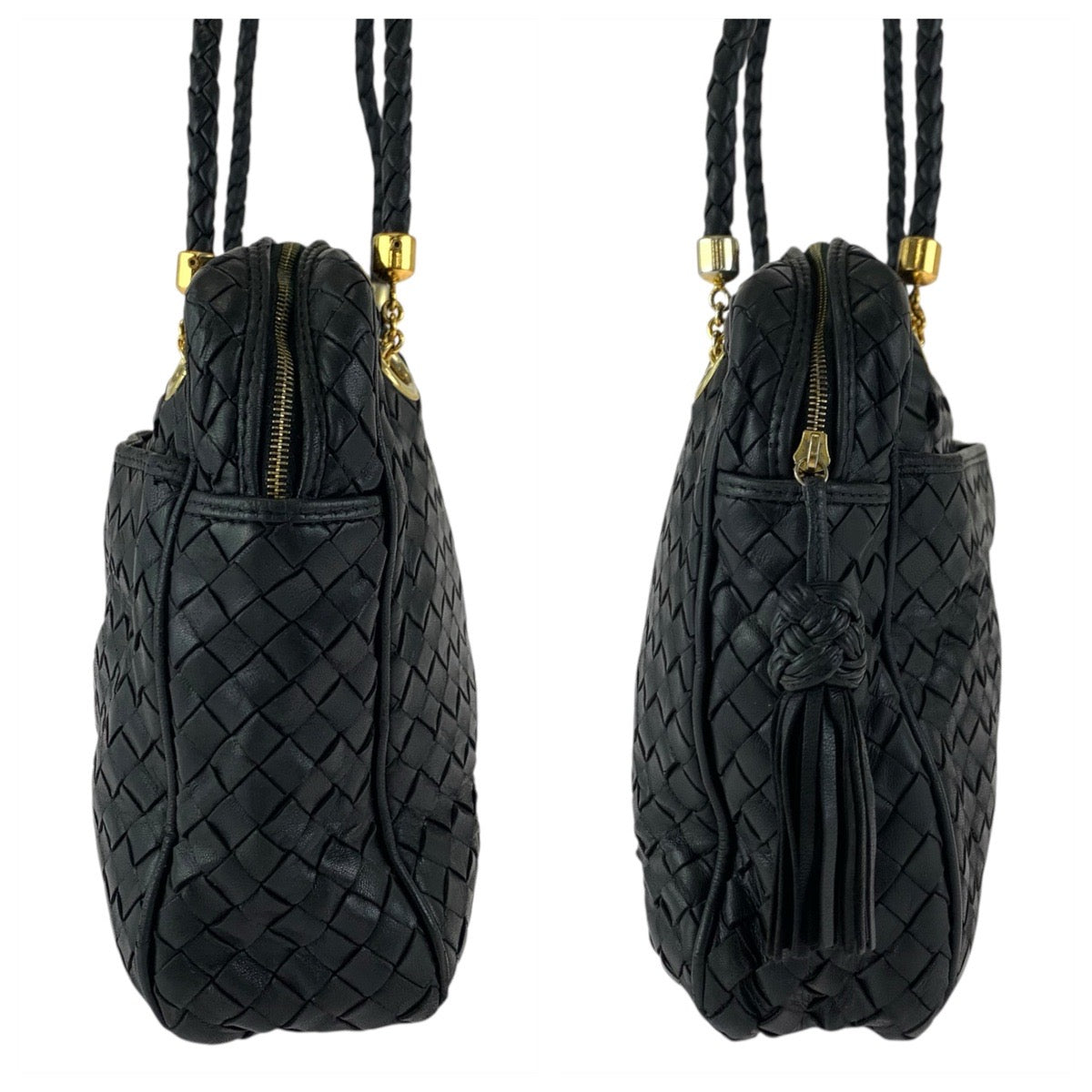 23302
BOTTEGAVENETA ボッテガヴェネタ イントレチャート ブラック 黒 ゴールド金具 レザー 9G00005032G510 ショルダーバッグ レディース ABP52