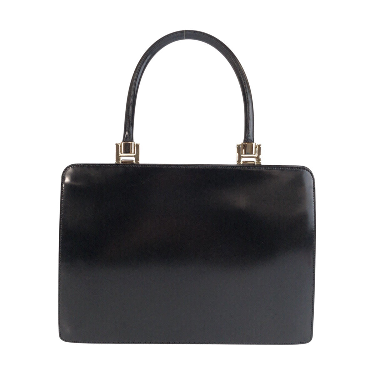 23303
GUCCI Black Silver Hardware Leather 0014220 Handbag Vanity Bag Women's A42