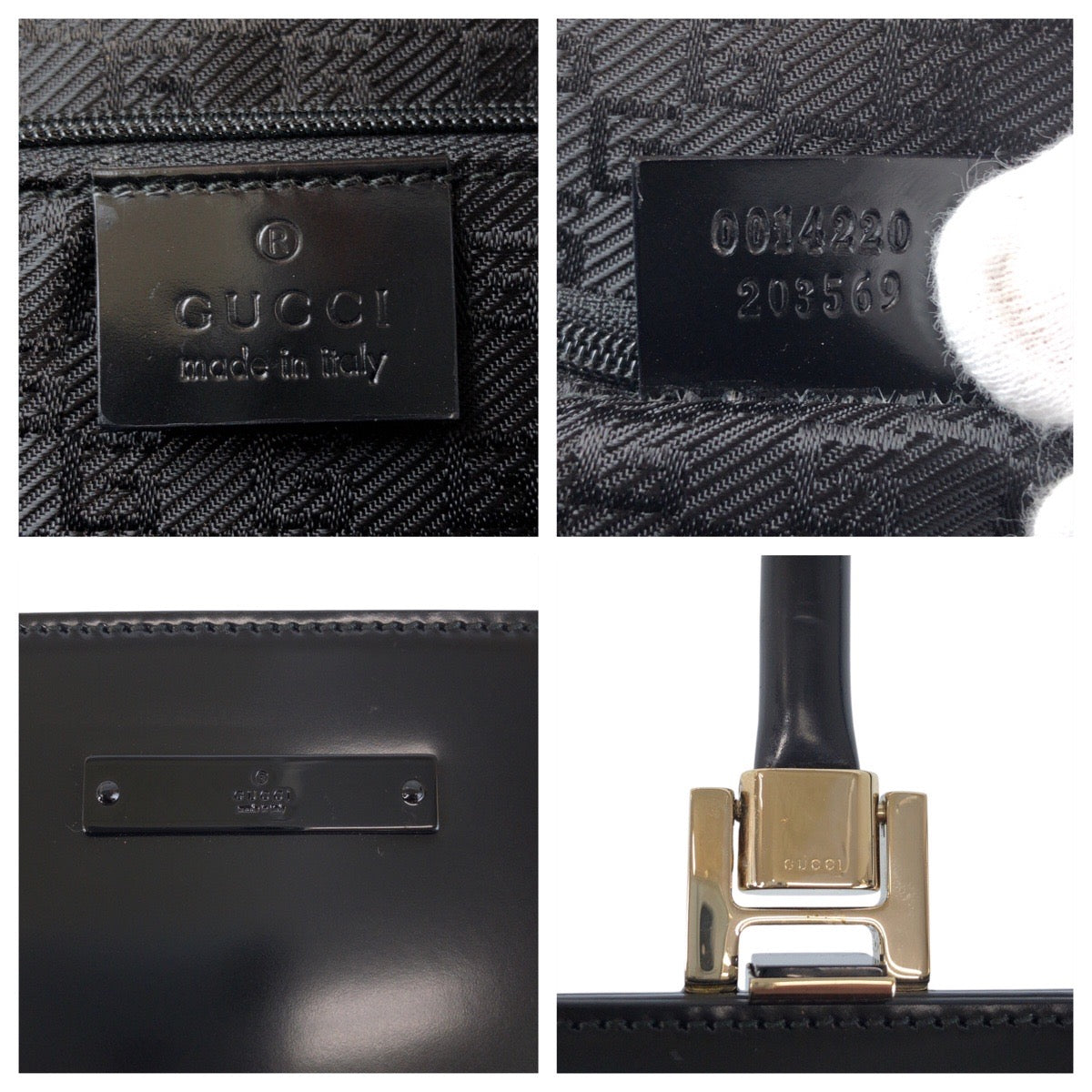 23303
GUCCI Black Silver Hardware Leather 0014220 Handbag Vanity Bag Women's A42