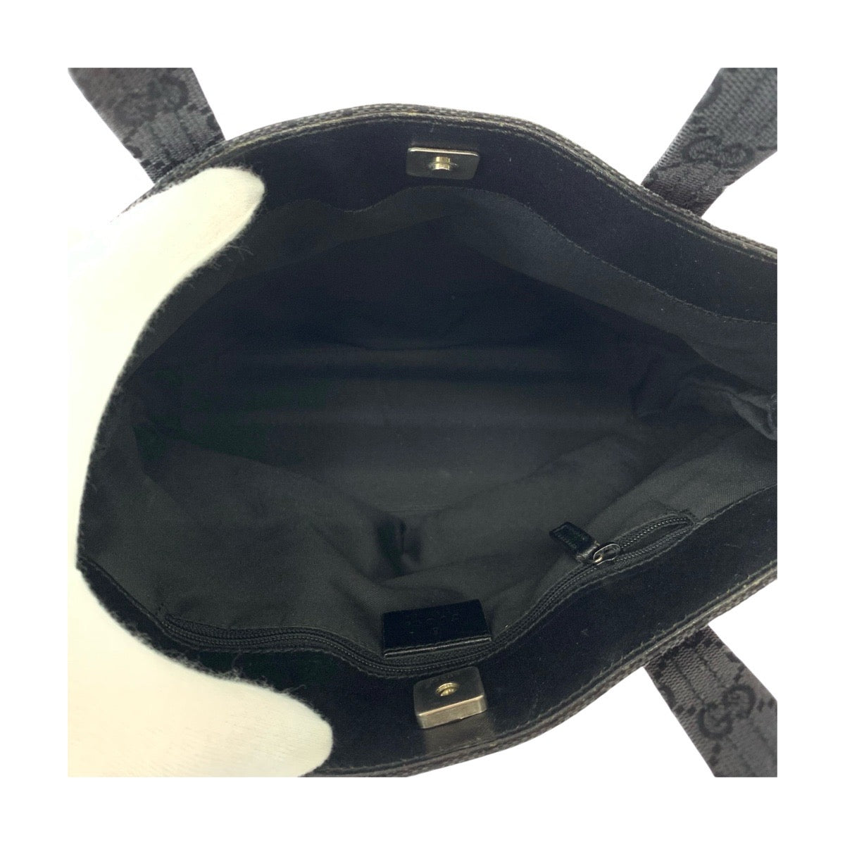 23311
GUCCI グッチ ブラック 黒 シルバー金具 GGキャンバス / レザー 002 1080 002 058 ハンドバッグ トートバッグ レディース AB28