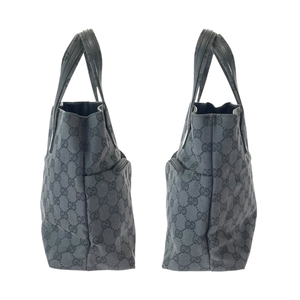 23311
GUCCI グッチ ブラック 黒 シルバー金具 GGキャンバス / レザー 002 1080 002 058 ハンドバッグ トートバッグ レディース AB28