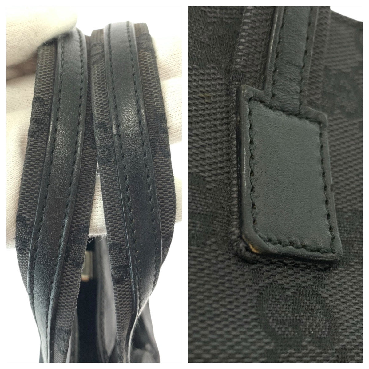 23311
GUCCI グッチ ブラック 黒 シルバー金具 GGキャンバス / レザー 002 1080 002 058 ハンドバッグ トートバッグ レディース AB28