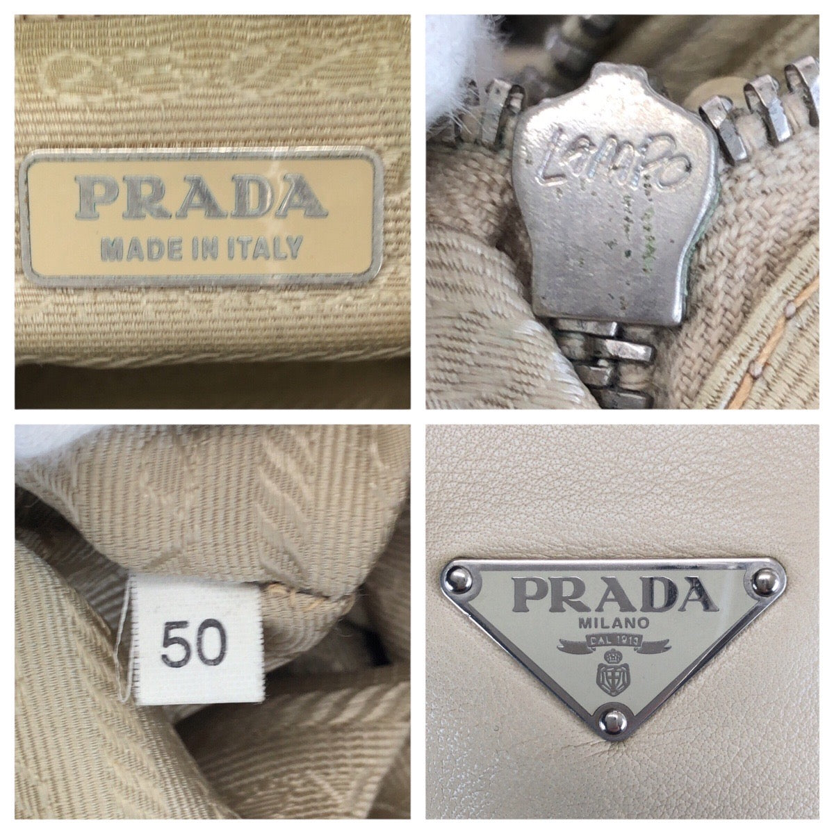23312
PRADA プラダ 三角ロゴプレート ベージュ シルバー金具 レザー トートバッグ ショルダーバッグ レディース AB28