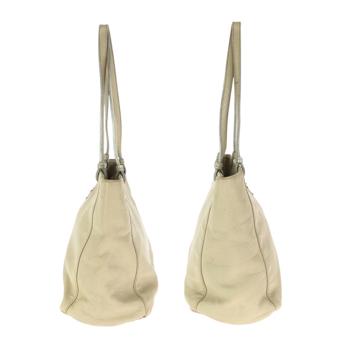 23312
PRADA プラダ 三角ロゴプレート ベージュ シルバー金具 レザー トートバッグ ショルダーバッグ レディース AB28