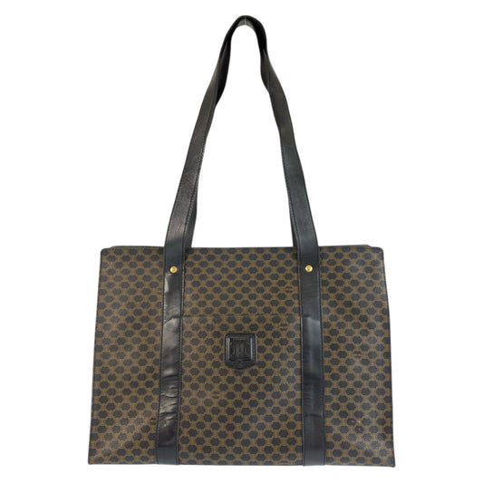 23313
CELINE セリーヌ ヴィンテージ マカダム ブラック 黒 ブラウン PVC / レザー MC96 トートバッグ ショルダーバッグ レディース AB28