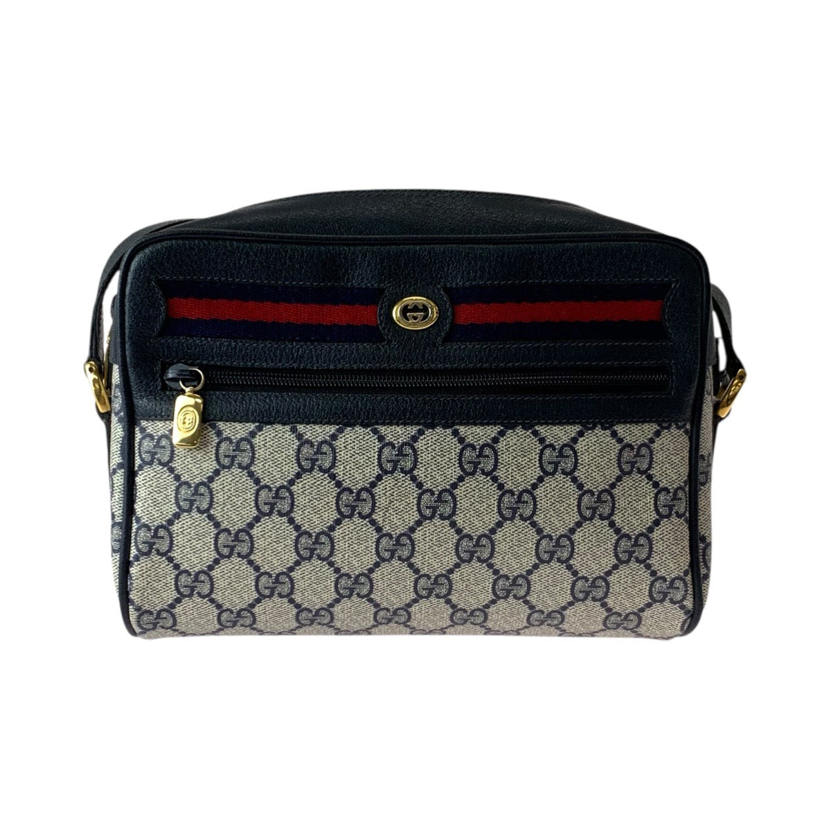 23314
GUCCI グッチ ヴィンテージ シェリーライン オールドグッチ ネイビー ベージュ ゴールド金具 GGスプリームキャンバス / レザー 119 02 087 ショルダーバッグ ポシェット レディース AB35
