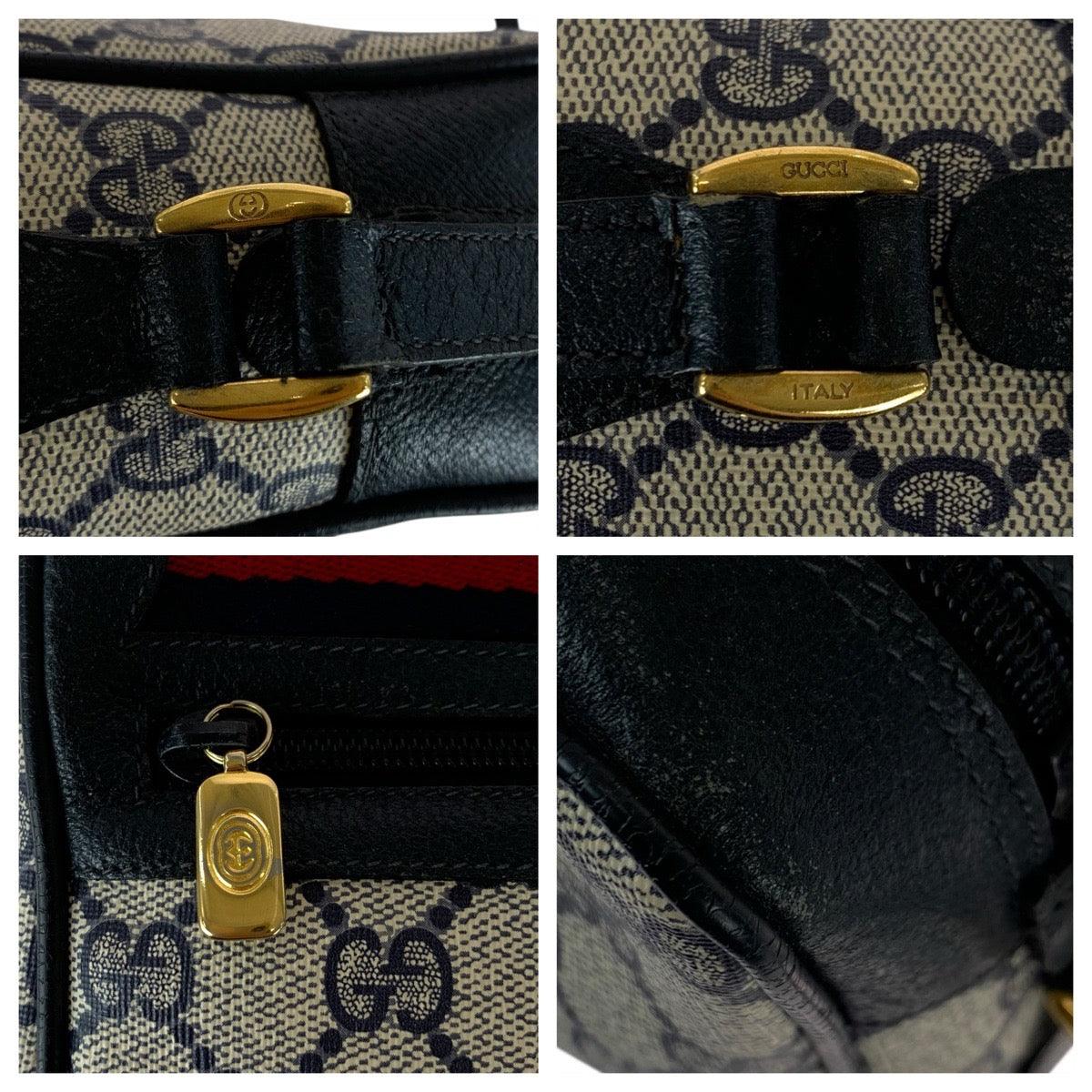 23314
GUCCI グッチ ヴィンテージ シェリーライン オールドグッチ ネイビー ベージュ ゴールド金具 GGスプリームキャンバス / レザー 119 02 087 ショルダーバッグ ポシェット レディース AB35