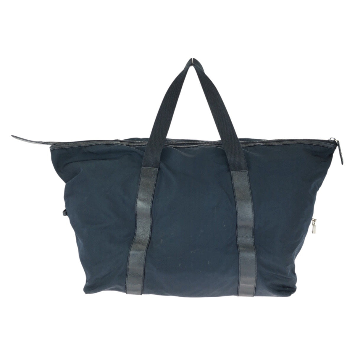 23319
PRADA プラダ テスート サフィアーノ 三角ロゴプレート ネイビー シルバー金具 ナイロン / レザー ボストンバッグ トラベルバッグ 旅行バッグ メンズ AB37