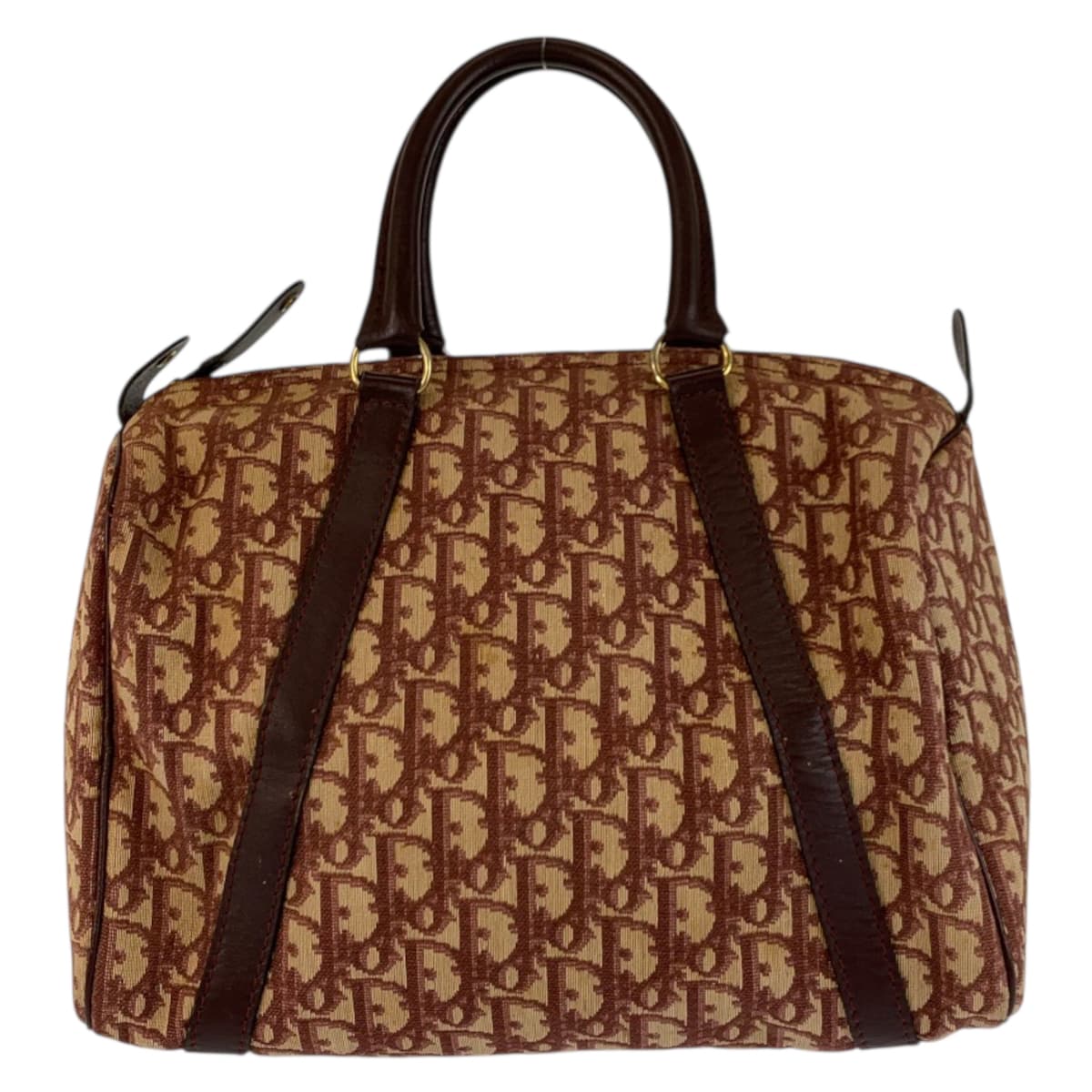 23320
Christian Dior Vintage Trotter Red Beige Canvas / Leather Handbag Boston Bag Ladies AB44