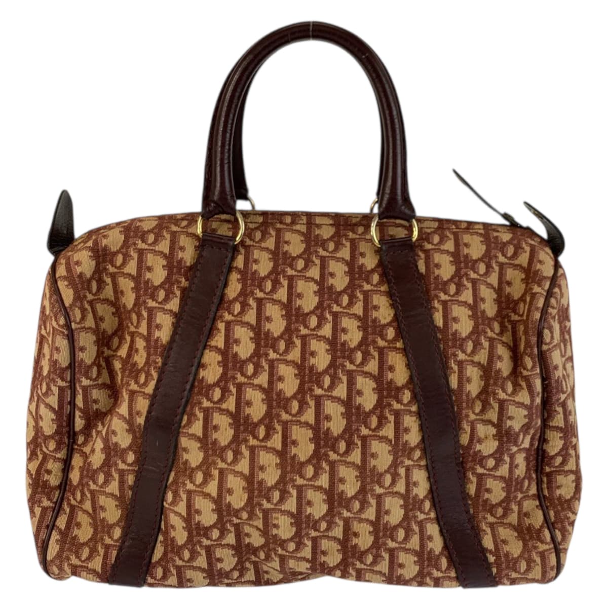 23320
Christian Dior Vintage Trotter Red Beige Canvas / Leather Handbag Boston Bag Ladies AB44