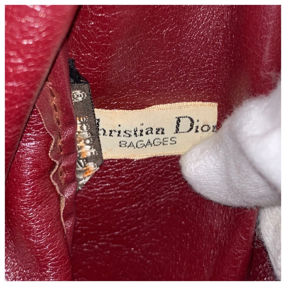 23320
Christian Dior Vintage Trotter Red Beige Canvas / Leather Handbag Boston Bag Ladies AB44