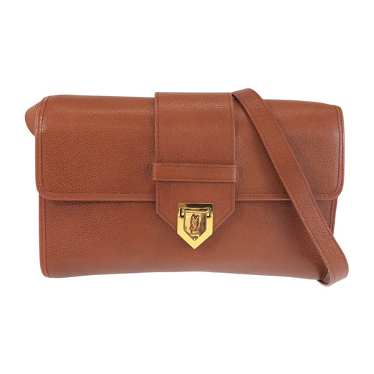 23321
YVES SAINT LAURENT イヴ サンローラン ヴィンテージ YSL ブラウン ゴールド金具 レザー ショルダーバッグ ポシェット レディース ABP42