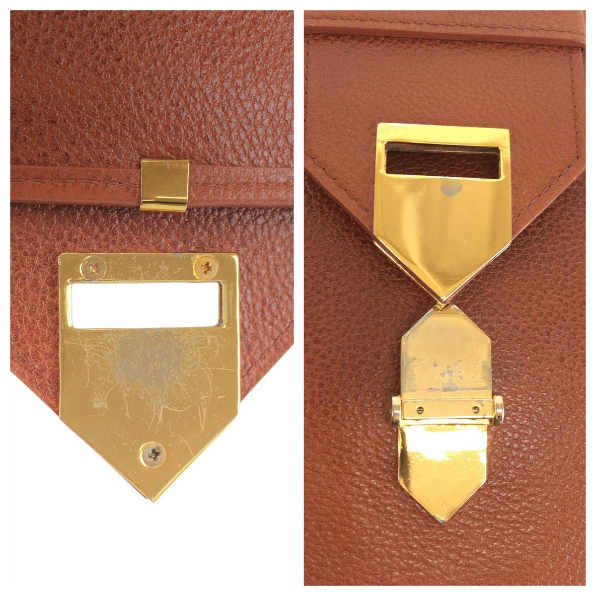 23321
YVES SAINT LAURENT イヴ サンローラン ヴィンテージ YSL ブラウン ゴールド金具 レザー ショルダーバッグ ポシェット レディース ABP42