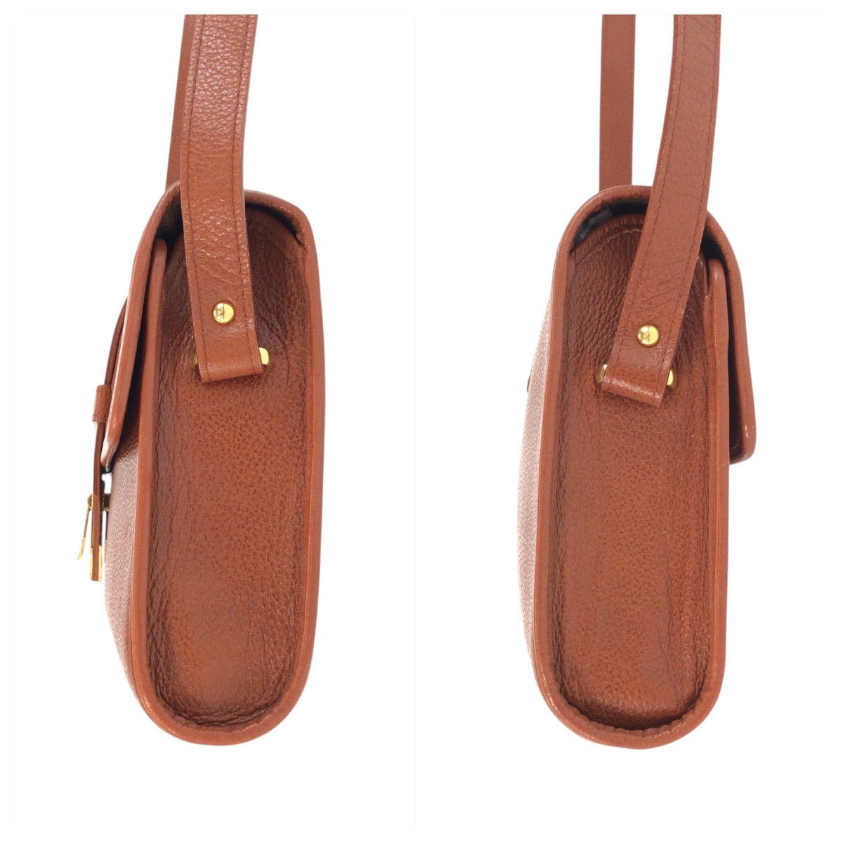 23321
YVES SAINT LAURENT イヴ サンローラン ヴィンテージ YSL ブラウン ゴールド金具 レザー ショルダーバッグ ポシェット レディース ABP42