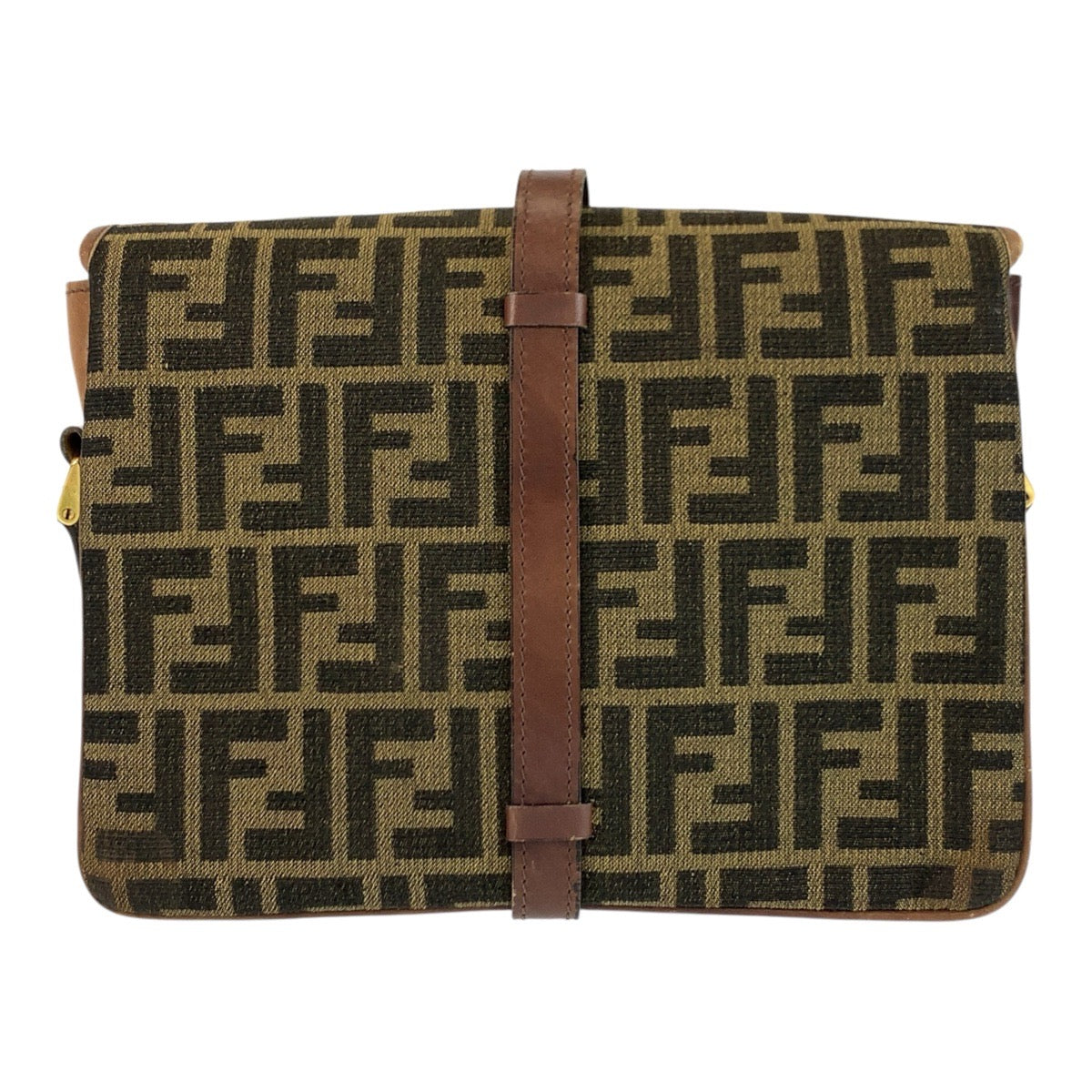 23322
FENDI フェンディ ヴィンテージ ズッカ ブラウン ゴールド金具 キャンバス / レザー ショルダーバッグ ポシェット レディース AB42