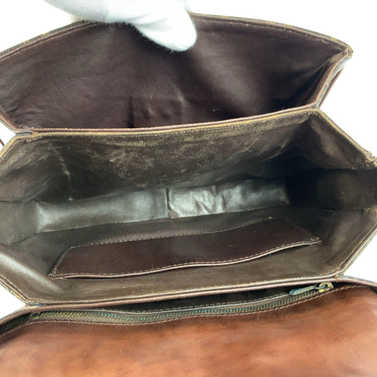 23322
FENDI フェンディ ヴィンテージ ズッカ ブラウン ゴールド金具 キャンバス / レザー ショルダーバッグ ポシェット レディース AB42