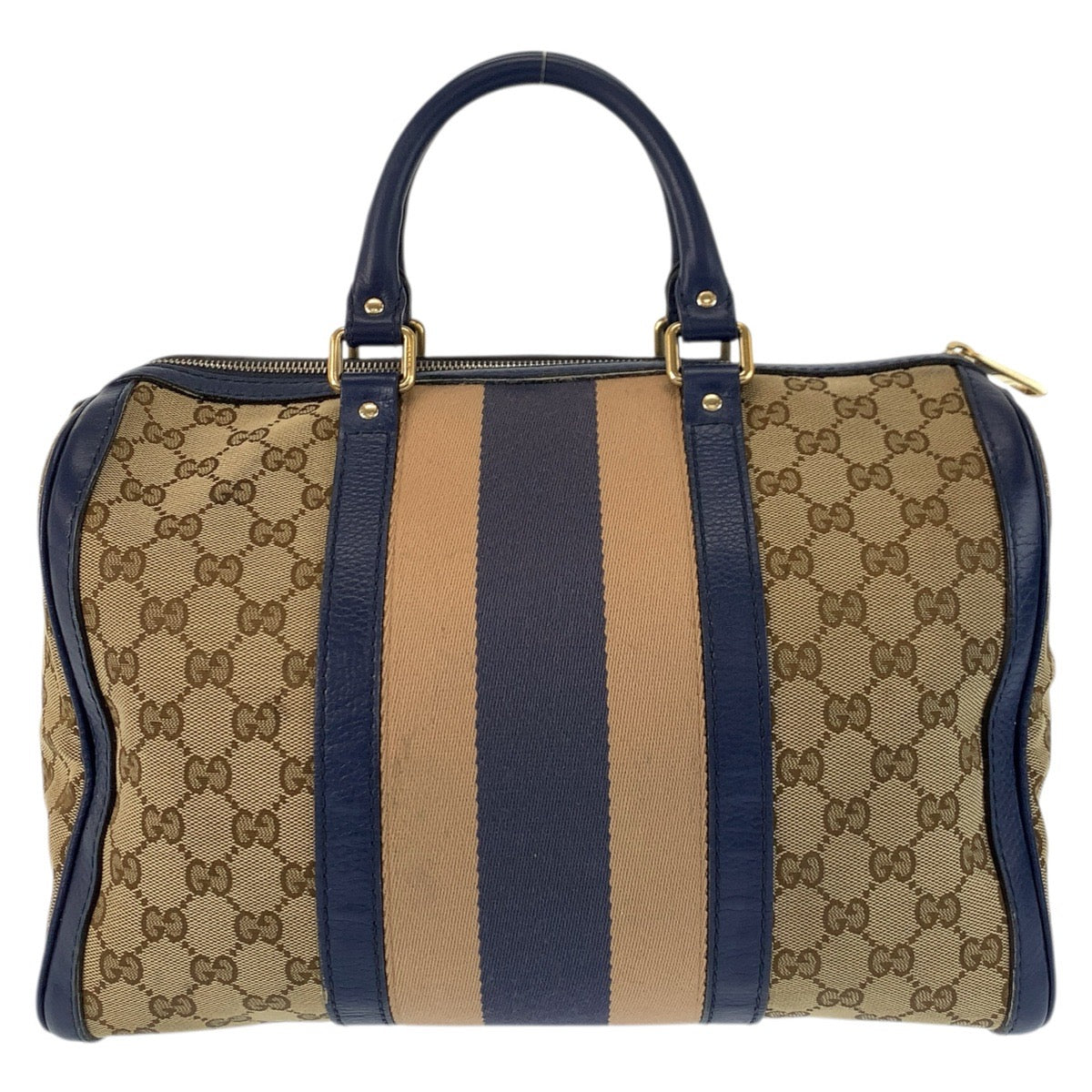 23330
GUCCI グッチ シェリーライン ベージュ ブルー ゴールド金具 GGキャンバス / レザー 247205 ハンドバッグ ボストンバッグ ショルダーバッグ レディース AB58