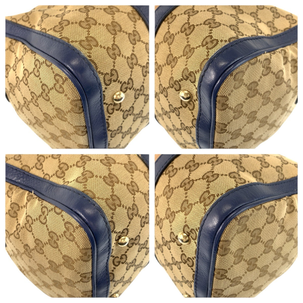 23330
GUCCI グッチ シェリーライン ベージュ ブルー ゴールド金具 GGキャンバス / レザー 247205 ハンドバッグ ボストンバッグ ショルダーバッグ レディース AB58