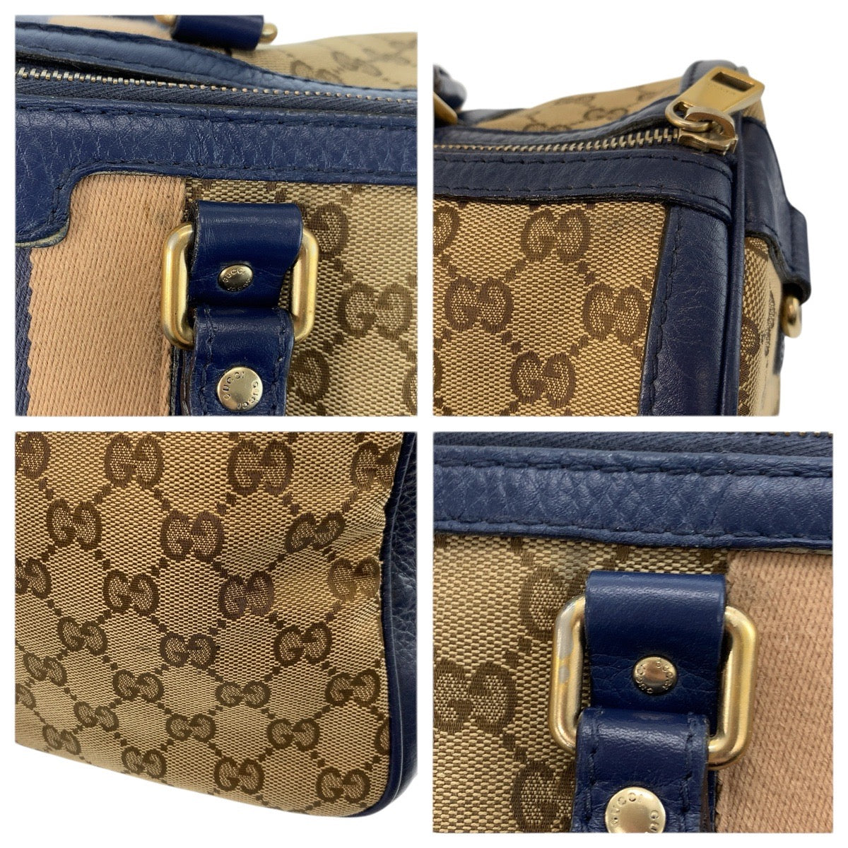 23330
GUCCI グッチ シェリーライン ベージュ ブルー ゴールド金具 GGキャンバス / レザー 247205 ハンドバッグ ボストンバッグ ショルダーバッグ レディース AB58