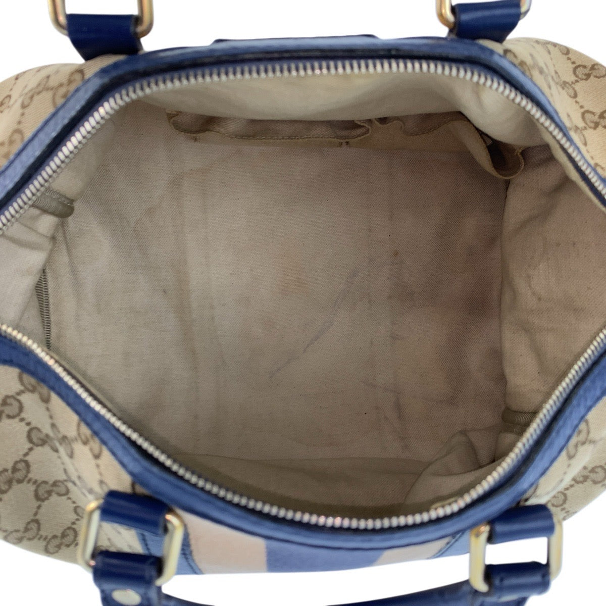 23330
GUCCI グッチ シェリーライン ベージュ ブルー ゴールド金具 GGキャンバス / レザー 247205 ハンドバッグ ボストンバッグ ショルダーバッグ レディース AB58