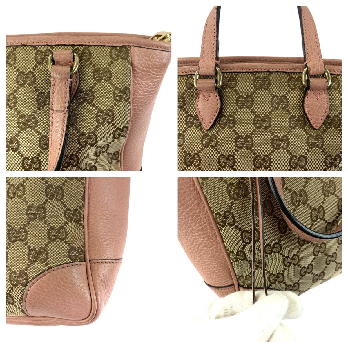 23334
GUCCI グッチ 2way ベージュ ピンク ゴールド金具 GGキャンバス / レザー 449241 トートバッグ ショルダーバッグ レディース ABP52