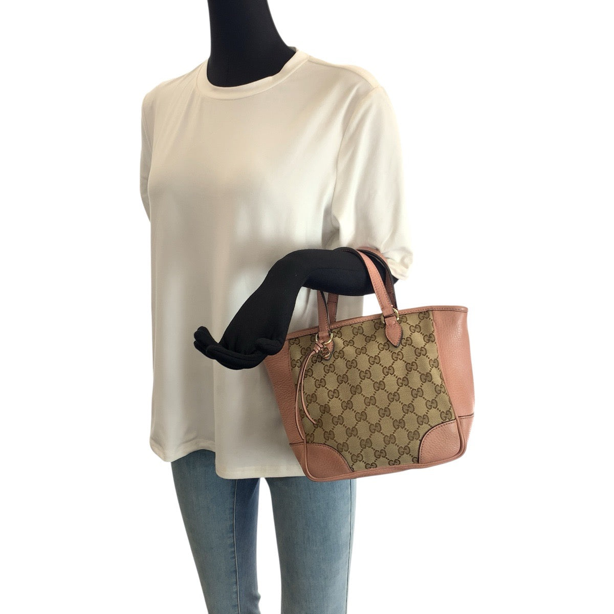 23334
GUCCI グッチ 2way ベージュ ピンク ゴールド金具 GGキャンバス / レザー 449241 トートバッグ ショルダーバッグ レディース ABP52