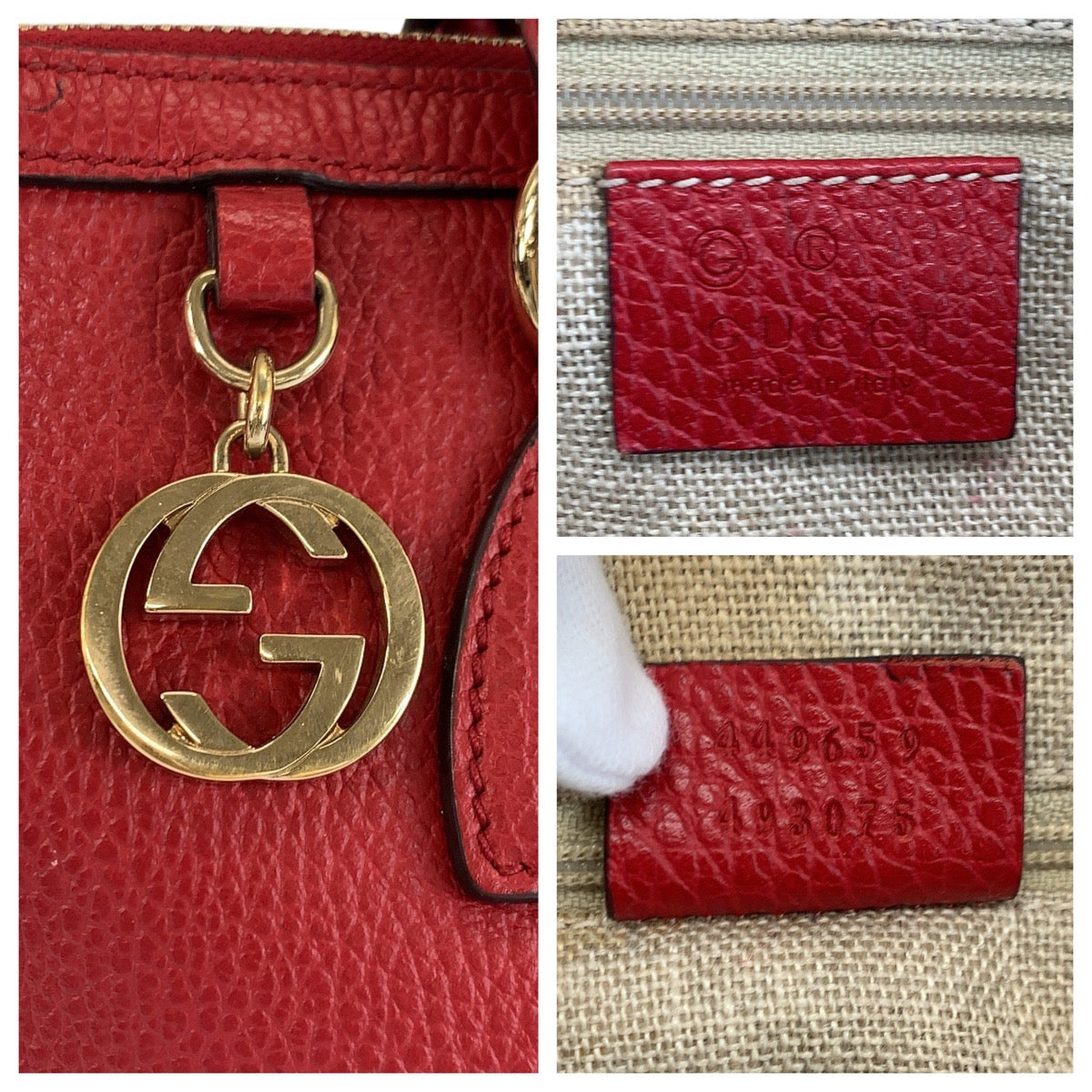 23335
GUCCI グッチ インターロッキング レッド ゴールド金具 レザー 449659 ハンドバッグ トートバッグ ショルダーバッグ 2way レディース ABP54