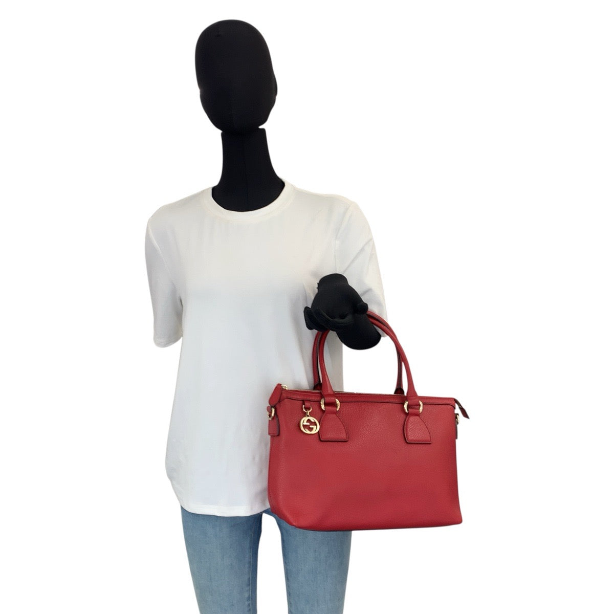 23335
GUCCI グッチ インターロッキング レッド ゴールド金具 レザー 449659 ハンドバッグ トートバッグ ショルダーバッグ 2way レディース ABP54