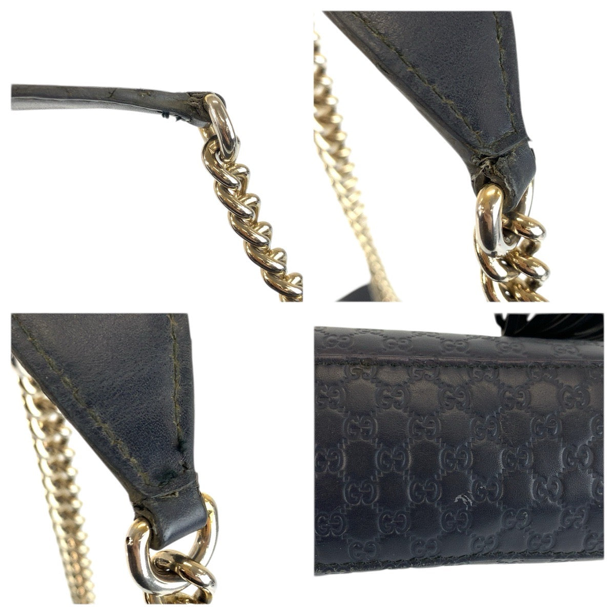 23336
GUCCI グッチ マイクログッチシマ エミリー ホースビット ネイビー ゴールド金具 レザー 449635 チェーンショルダーバッグ レディース AB