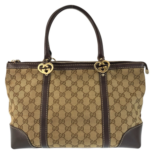 23337
GUCCI グッチ ラブリー ブラウン ベージュ ゴールド金具 GGキャンバス / レザー 257069 トートバッグ ハンドバッグ レディース AB38