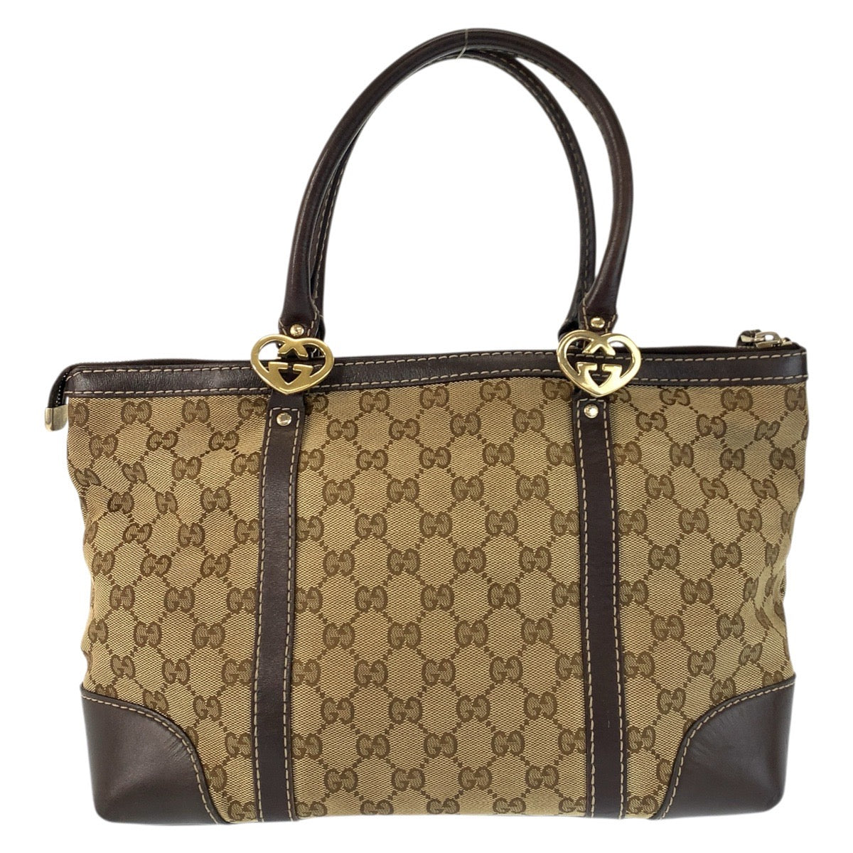 23337
GUCCI グッチ ラブリー ブラウン ベージュ ゴールド金具 GGキャンバス / レザー 257069 トートバッグ ハンドバッグ レディース AB38