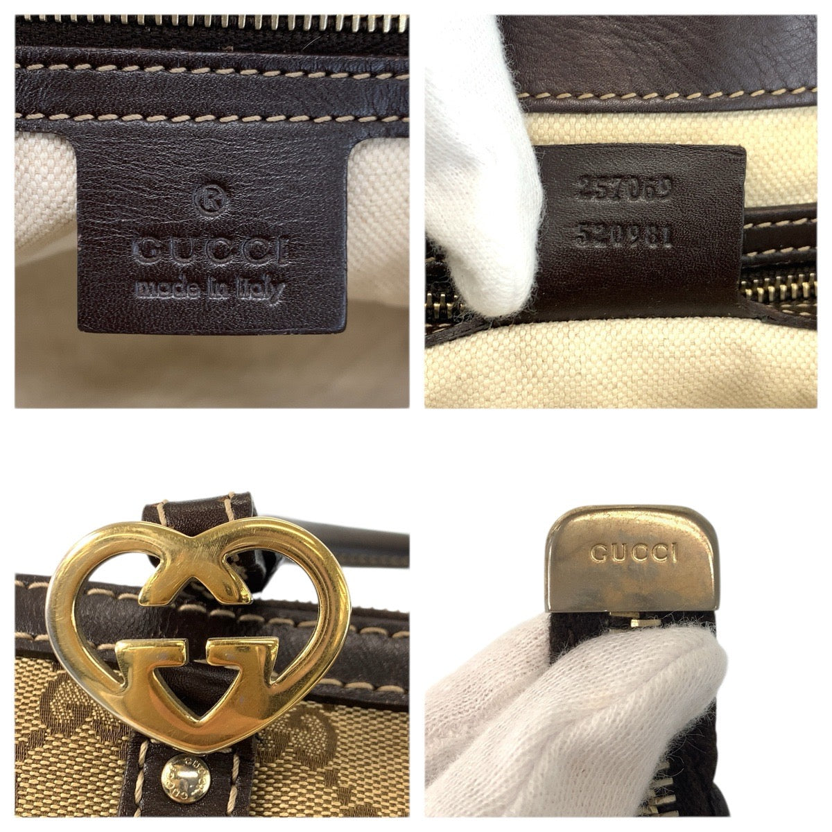23337
GUCCI グッチ ラブリー ブラウン ベージュ ゴールド金具 GGキャンバス / レザー 257069 トートバッグ ハンドバッグ レディース AB38