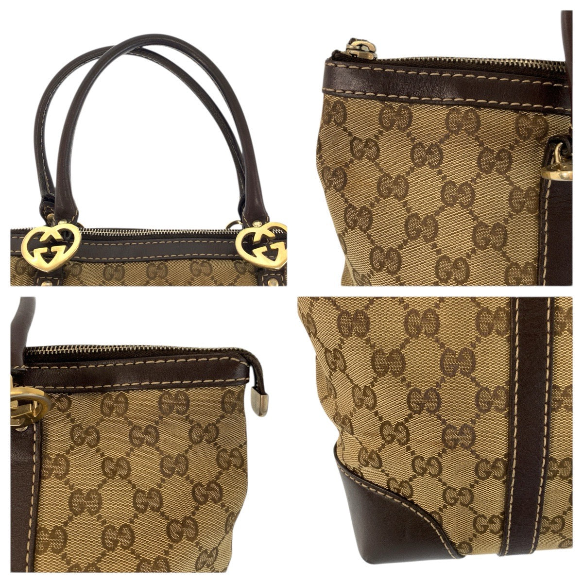 23337
GUCCI グッチ ラブリー ブラウン ベージュ ゴールド金具 GGキャンバス / レザー 257069 トートバッグ ハンドバッグ レディース AB38