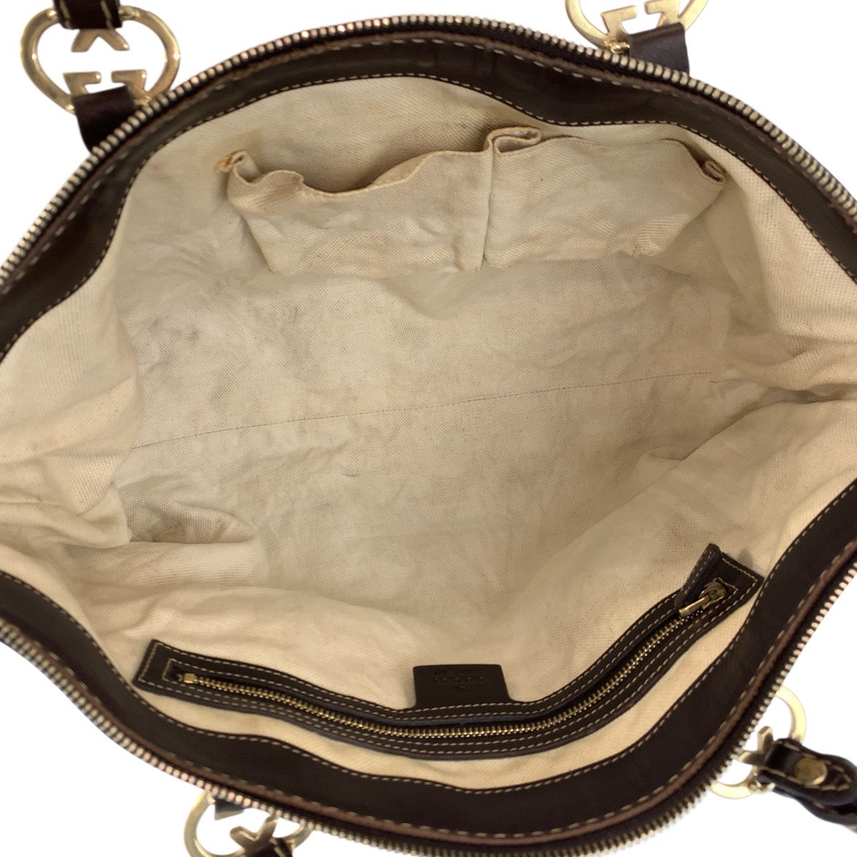 23337
GUCCI グッチ ラブリー ブラウン ベージュ ゴールド金具 GGキャンバス / レザー 257069 トートバッグ ハンドバッグ レディース AB38