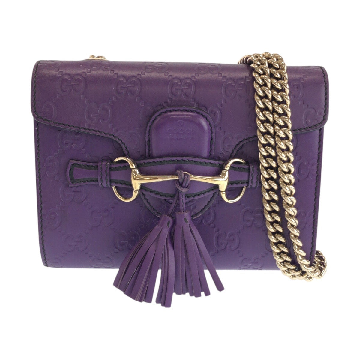 23338
GUCCI グッチ グッチシマ ホースビット エミリー パープル ゴールド金具 レザー 369622 ショルダーバッグ チェーンショルダーバッグ レディース ABP56