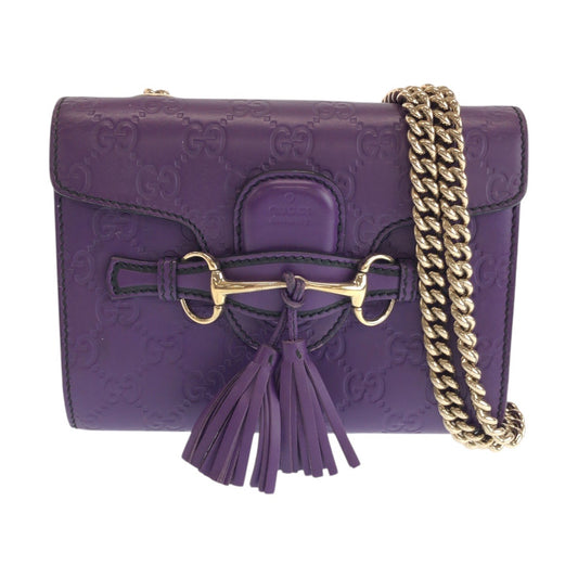 23338
GUCCI グッチ グッチシマ ホースビット エミリー パープル ゴールド金具 レザー 369622 ショルダーバッグ チェーンショルダーバッグ レディース ABP56