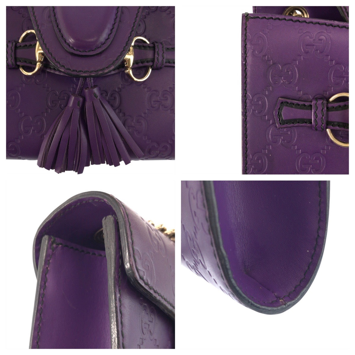 23338
GUCCI グッチ グッチシマ ホースビット エミリー パープル ゴールド金具 レザー 369622 ショルダーバッグ チェーンショルダーバッグ レディース ABP56