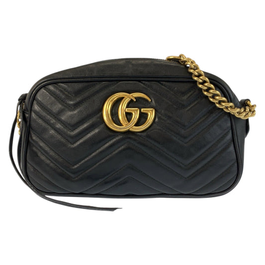 23339
GUCCI グッチ GGマーモント カメラバッグ ブラック 黒 ゴールド金具 レザー 447632 ショルダーバッグ ポシェット レディース ABP82