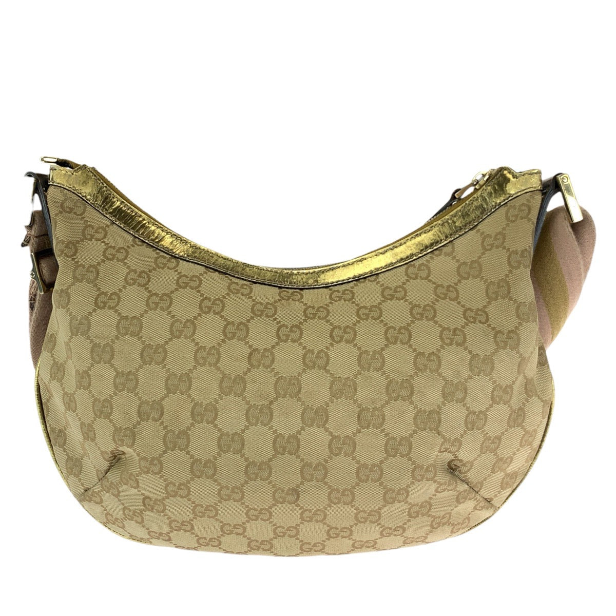 23340
GUCCI グッチ ベージュ ピンク ゴールド金具 GGキャンバス / パテントレザー 181092 ショルダーバッグ レディース ABP36
