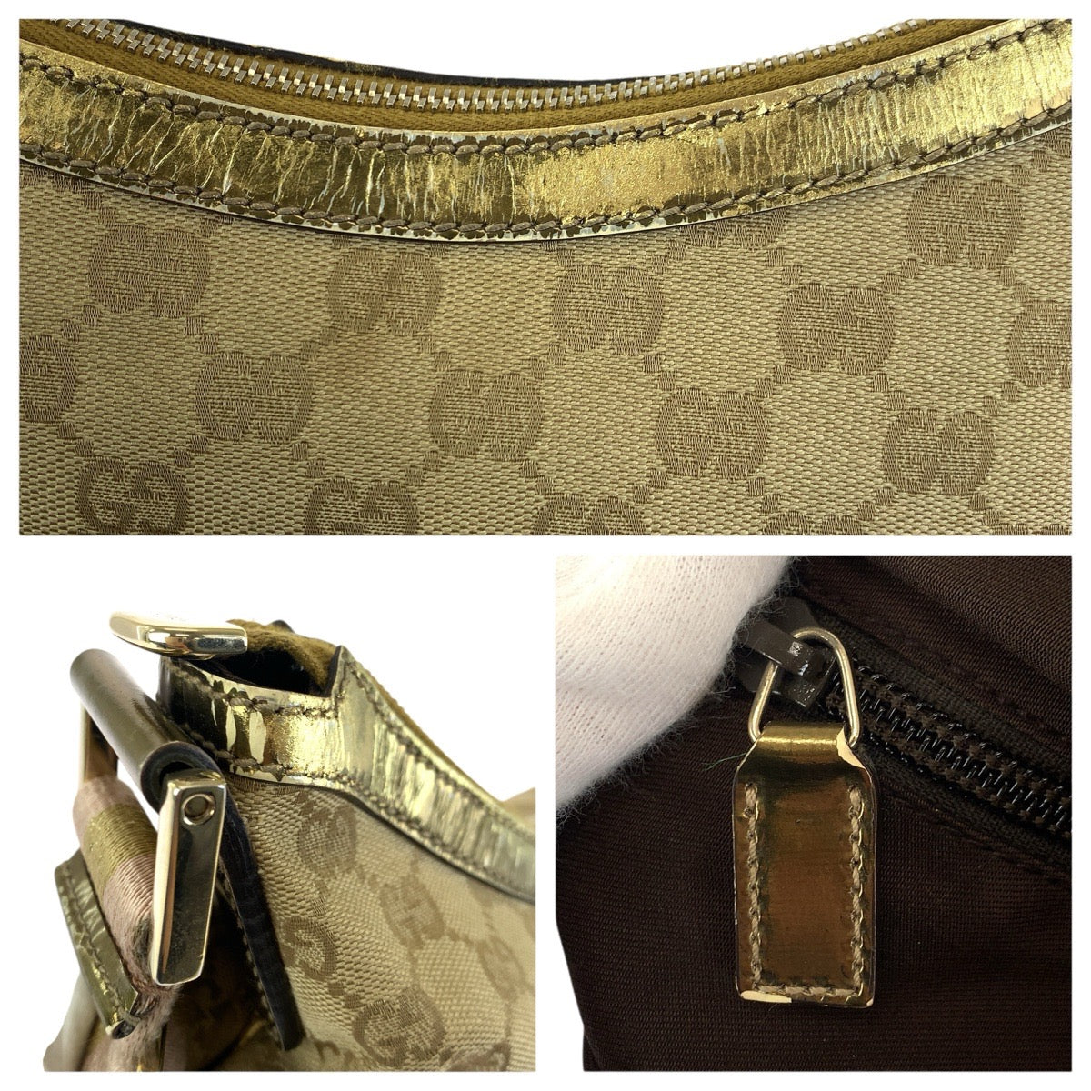 23340
GUCCI グッチ ベージュ ピンク ゴールド金具 GGキャンバス / パテントレザー 181092 ショルダーバッグ レディース ABP36