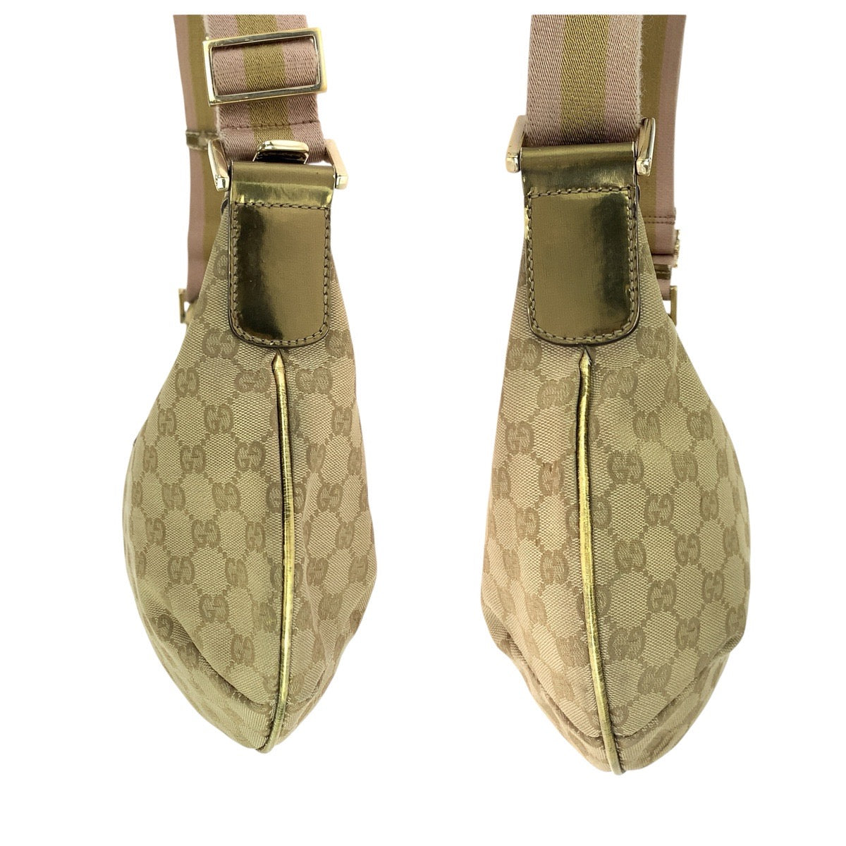 23340
GUCCI グッチ ベージュ ピンク ゴールド金具 GGキャンバス / パテントレザー 181092 ショルダーバッグ レディース ABP36
