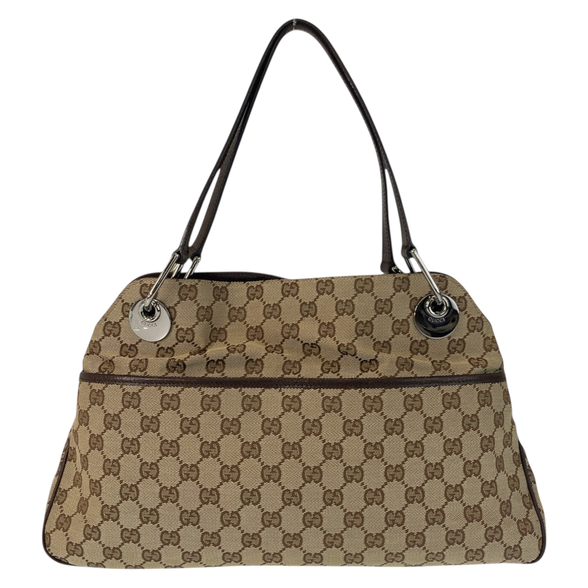 23341
GUCCI グッチ ベージュ ブラウン シルバー金具 GGキャンバス / レザー 121023 ショルダーバッグ トートバッグ レディース ABP40