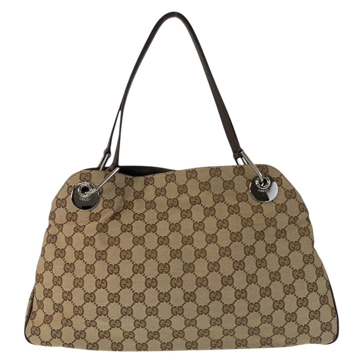 23341
GUCCI グッチ ベージュ ブラウン シルバー金具 GGキャンバス / レザー 121023 ショルダーバッグ トートバッグ レディース ABP40