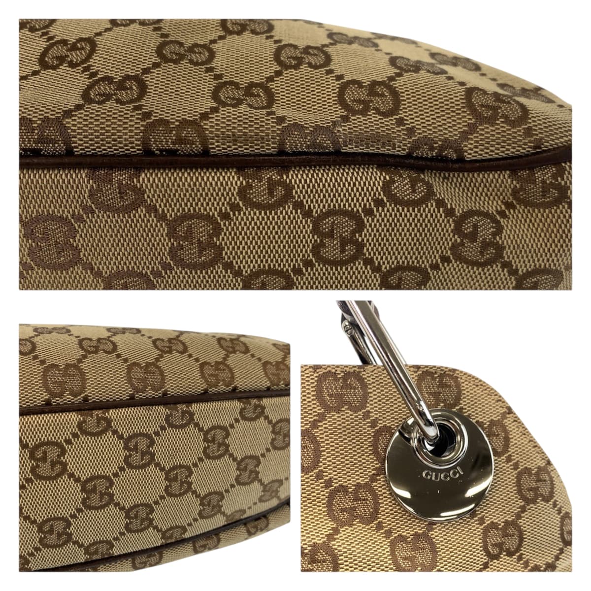 23341
GUCCI グッチ ベージュ ブラウン シルバー金具 GGキャンバス / レザー 121023 ショルダーバッグ トートバッグ レディース ABP40