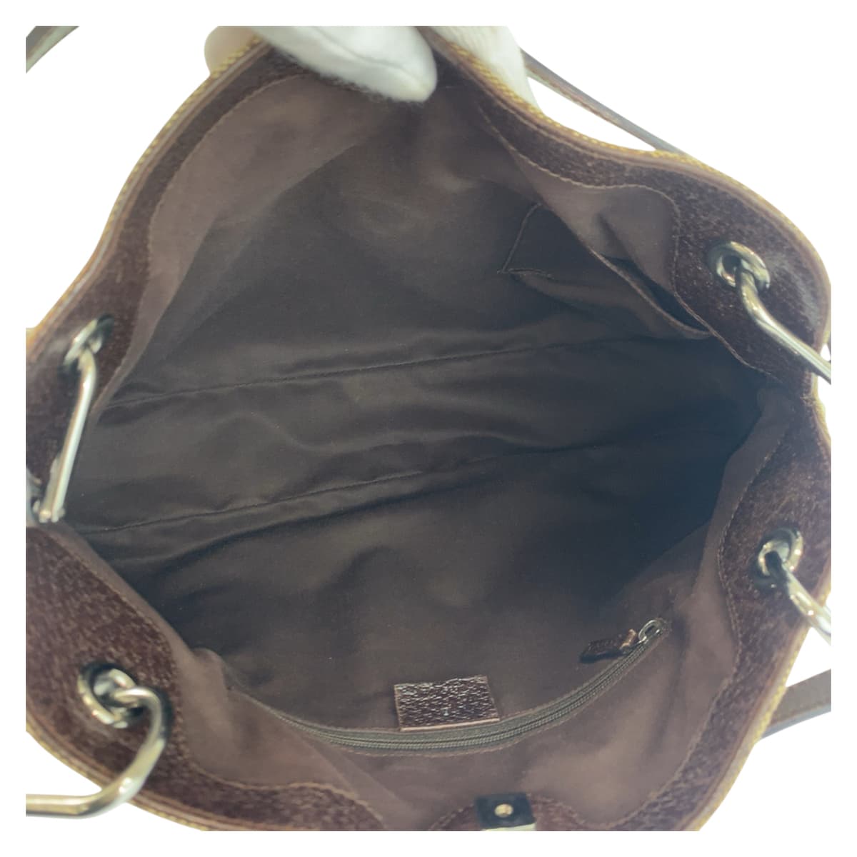 23341
GUCCI グッチ ベージュ ブラウン シルバー金具 GGキャンバス / レザー 121023 ショルダーバッグ トートバッグ レディース ABP40