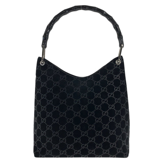 23342
GUCCI グッチ バンブー GG柄 ブラック 黒 シルバー金具 スウェード 001 3007 ショルダーバッグ レディース AB28